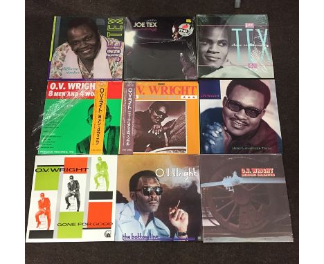 Record Collection of  Vintage 9 LPs to include "O.V Wright" and "Joe Tex" all records are from a large collection and are in 