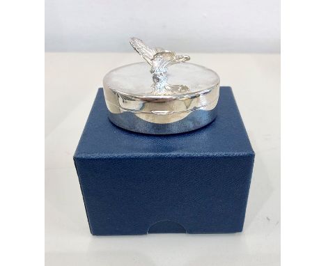 Boxed Silver pill box with butterfly finial Birmingham Silver hallmarks for 2000