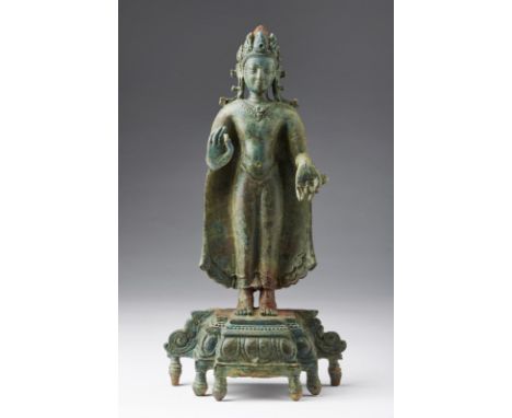 South-Est Asian Art An important bronze figure of Buddha ShakyamuniCambodia or Burma, Khmer empire (?), 12th century . . Cm 1