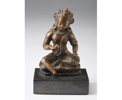 Himalayan Art A copper figure of Jambhala Nepal, Malla period, 14th century . . Cm 5,00 x 8,20. Refined copper casting depict