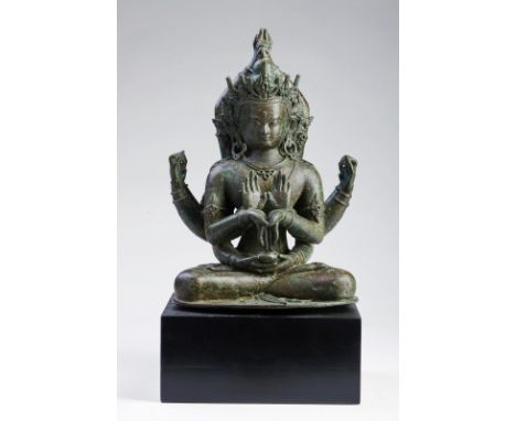 Himalayan Art A rare large bronze figure of Manjushri NamasangitiNepal, 16th-17th century . . Cm 24,50 x 36,00 x 19,50. Notew