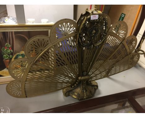 BRASS EDWARDIAN STYLE PEACOCK FAN/FIRESCREEN
