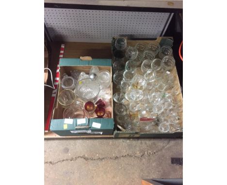 TWO BOXES MISC GLASSWARE