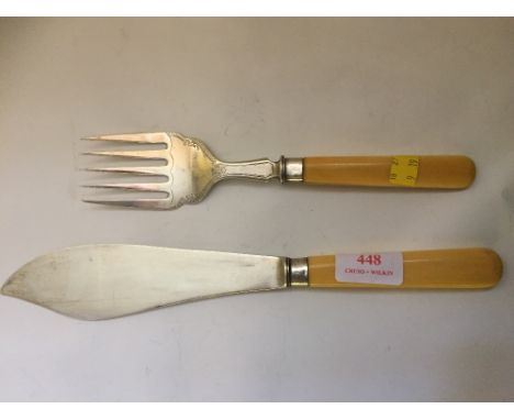SHEFFIELD SILVER FISH KNIFE AND FORK - J.D & S