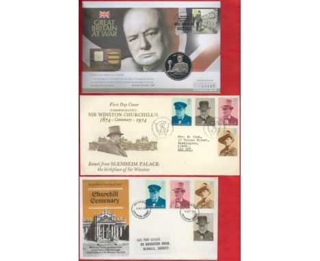 Winston Churchill Limited Edition Audio Coin First Day Cover (Mercury Covers) with a One Crown Commemorative Coin, 2 x FDCs C