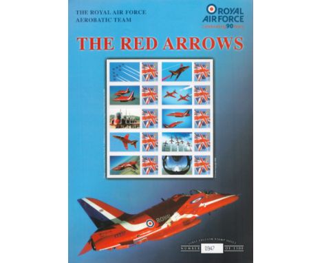 The Red Arrows Limited and First Edition Stamp Sheet featuring The Royal Air Force Aerobatic Team with 10 x 1st Class Stamps 