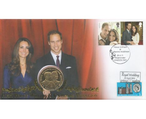 HRH Prince William and Catherine Middleton Coin Cover / Medal First Day Cover (Buckingham Covers) Celebrating The Marriage of