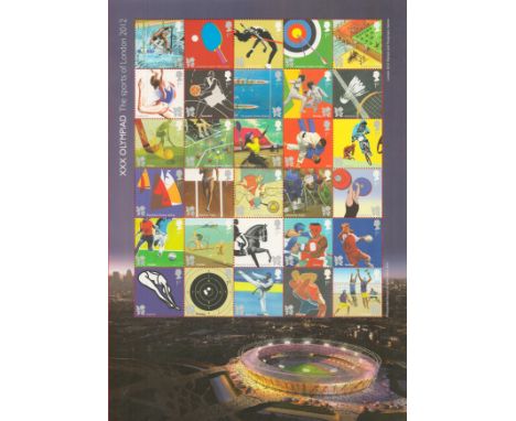 XXX Olympiad The Sports of London 2012 First Edition Stamp Sheet featuring London's Olympic Games 2012 with 30 x 1st Class St