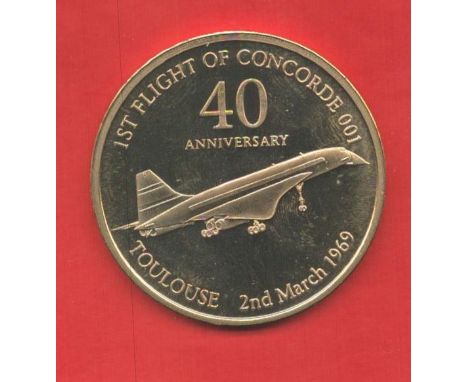 Commemorative 40th Anniversary 1st Flight of Concorde 001 Toulouse 2nd March 1969 Medal with Filton 9th April 1969 on the Rev