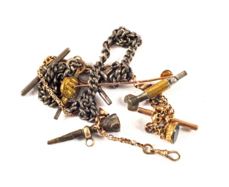 A Gold metal stick pin, a Silver watch chain etc