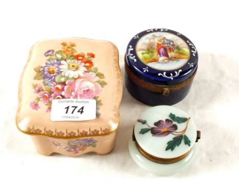 A Limoges trinket box and two others