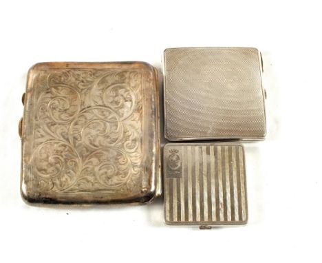A Silver cigarette case and two compacts (one Silver and one Coty)