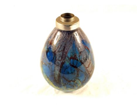 A Medina mottled blue glass lamp base