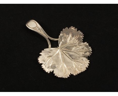 A George III vine leaf caddy spoon, Birmingham 1807