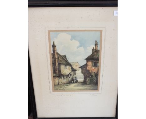 A pair of prints of "A Corner of Dorking" and a Reynolds print of a lady