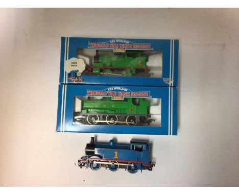 Hornby OO gauge Thomas the Tank Engine series boxed locomotives including 'Duck' R382, Percy R350, unboxed Thomas, plus boxed