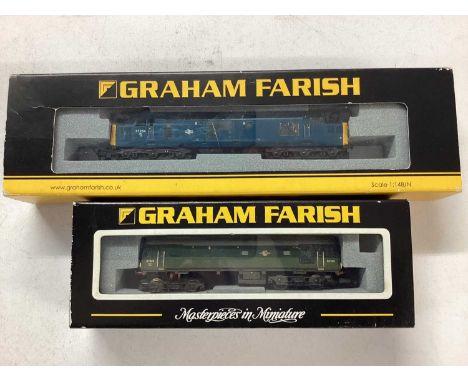 Graham Farish by Bachman N gauge BR blue Class 37/0 Diesel locomotive 37254, 371-465 plus BR green Class 24 Diesel locomotive