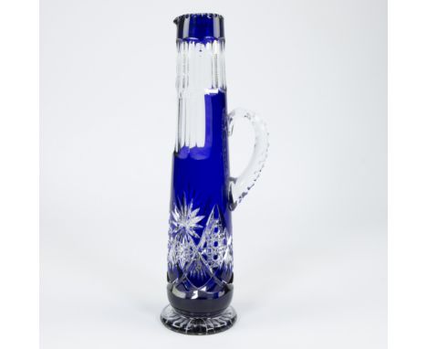 Exceptional large Val Saint Lambert blue and clear fine-cut crystal champagne decanterAdded: 12 &amp; 9 VSL champagne glasses