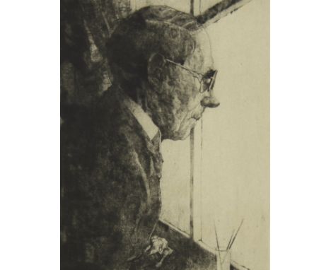 Jules DE BRUYCKER (1870-1945), etching L'aquafortiste, numbered 16/25 and signedJules DE BRUYCKER (1870-1945), ets L'aquafort