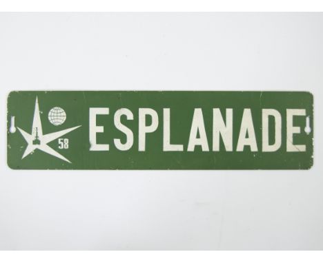 Enamel sign Esplanade in front of van expo '58Email bord Esplanade voor de busjes expo '5810.5 x 40 cm