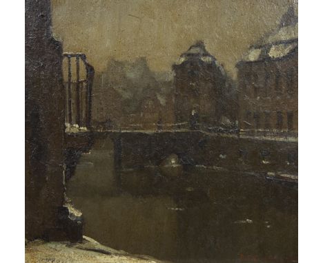 Piet LIPPENS (1890-1981), oil on cardboard Zuivelbrug te Gent, drawn and oil on panel Woonwagens, signedPiet LIPPENS (1890-19