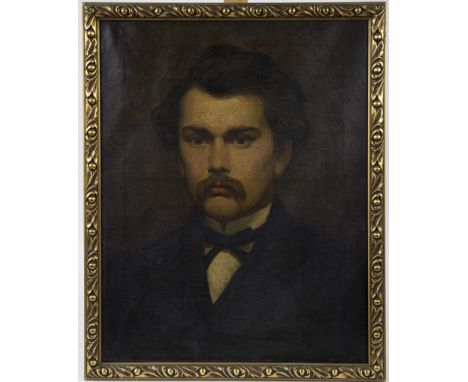 19th century oil on canvas Portrait Albert Baert, architect of La piscine (Roubaix)19e eeuws olie op doek Portret Albert Baer