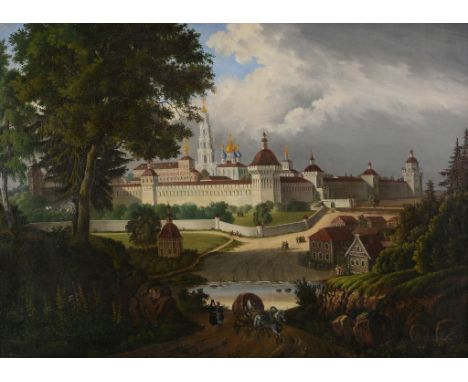 Russian School (19th century) - The Great Lavra of the Trinity and St. Sergei at Sergiev Posad Oil on canvas Signed   KAG   i