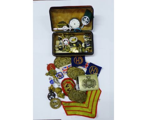 A mixed lot to include various Army cap badges and pins, etc together with miscellaneous cufflinks (a lot) 