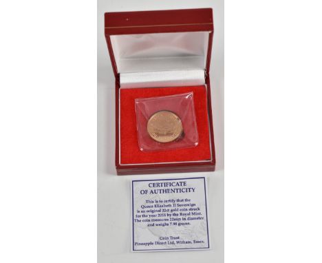 UNITED KINGDOM - Elizabeth II, 22ct gold full sovereign, 2016, the obverse shows the fifth coinage portrait of Queen Elizabet