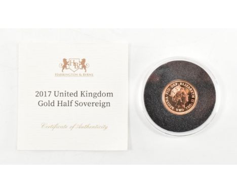 UNITED KINGDOM - Queen ELizabeth II, 22ct gold uncirculated half sovereign, 2017. Obverse James Butler portrait of the Queen,