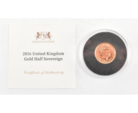 UNITED KINGDOM - Queen ELizabeth II, 22ct gold uncirculated half sovereign, 2016. Obverse James Butler portrait of the Queen,