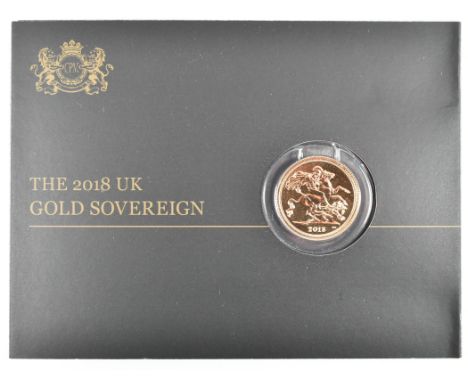 UNITED KINGDOM - Elizabeth II, 22ct gold uncirculated full sovereign, 2018, the obverse shows the fifth coinage portrait of Q