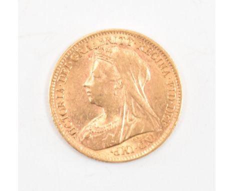 UNITED KINGDOM - Queen Victoria, 22ct gold half sovereign, 1900, obverse&nbsp;veiled and draped bust l&nbsp;portrait of the Q