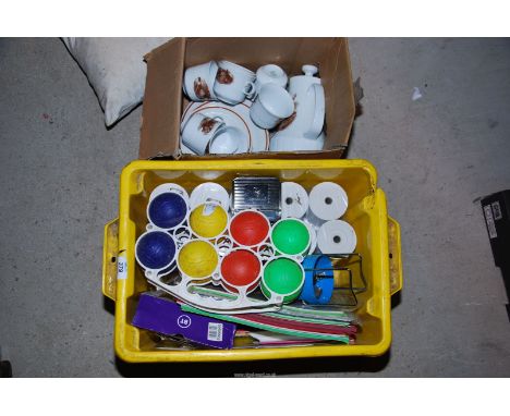 A baby monitor, till roll, coffee set, cigarette roller, camping stove, etc.