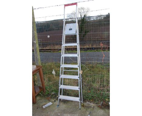 An aluminium 7 rung step ladder.