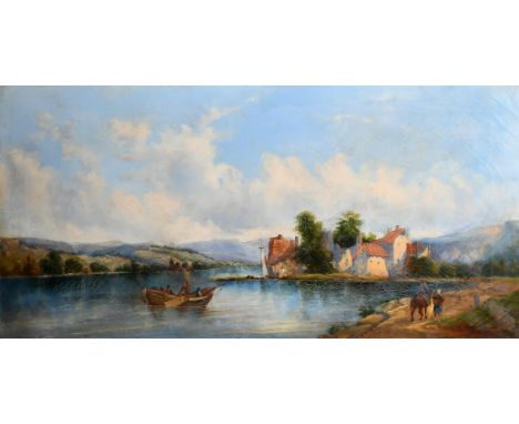 A M S Marx, Circa 1868, a pair of oil on canvas scenes of figures in a boat crossing a river, oil on canvas, signed, each 16"
