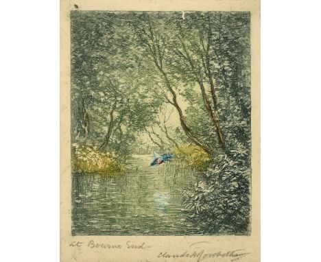 Claude Hamilton Rowbotham (1864-1949), 'The Haunt of the Kingfisher at Bourne End', etching and aquatint, plate size 3" x 2.2
