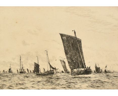 William Lionel Wyllie (1851-1931), a Belfast fishing fleet, etching, signed in pencil, plate size 7.75" x 11" (19.5 x 28cm).