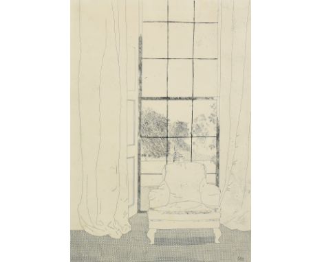 David Hockney (b. 1937), 'Home (1969)', etching, Goldmark Gallery label verso, 17.75" x 12.25" (45 x 31cm).