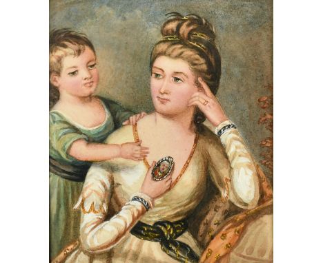 19th Century English School, a portrait of Anne Constantia de Ligondes, watercolour, signed with initials MC. G, 13" x 9" (33