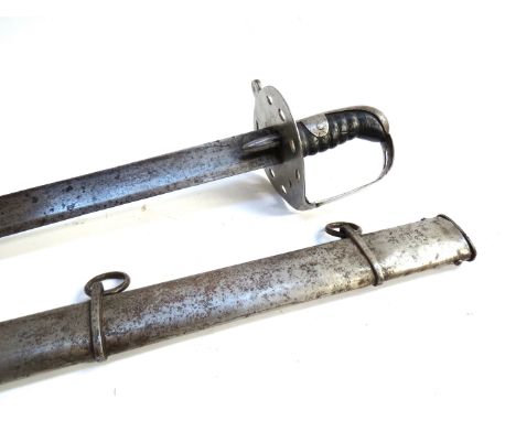 A 1796 pattern heavy cavalry trooper's sword, the straight flat-back single-edged blade with broad fuller to each side, joini