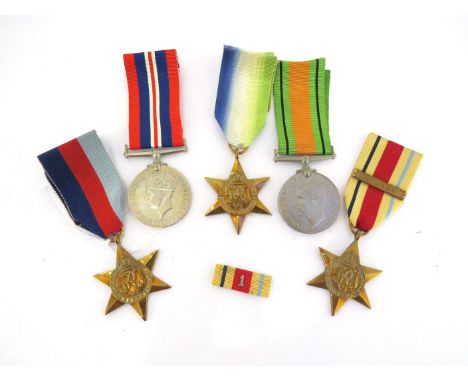 Five WWII British star medals including Africa star with 1st Army clasp