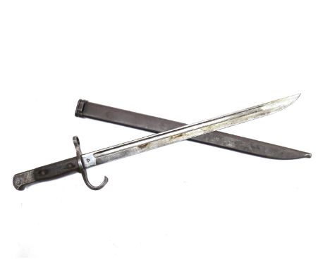 A Japanese sword bayonet 30th Year Type by Moji subplant of Kokura Arsenal, with steel scabbard 