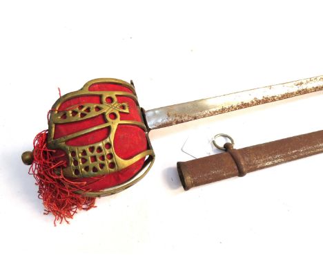 A replica Scottish broadsword with scabbard