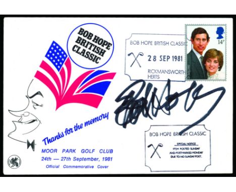 QEII COVER - Autograph: 1981 September 28, "Bob Hope British Classic" (golf) covers, franked with Royal Wedding 14p tied by s