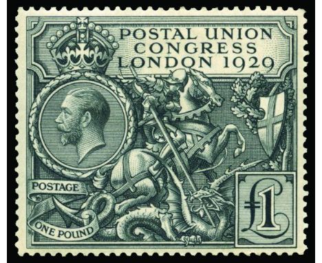 KING GEORGE V - 1929 Postal Union Congress £1 (SG 438) light overall gum toning and small bend, very lightly hinged, cat £750