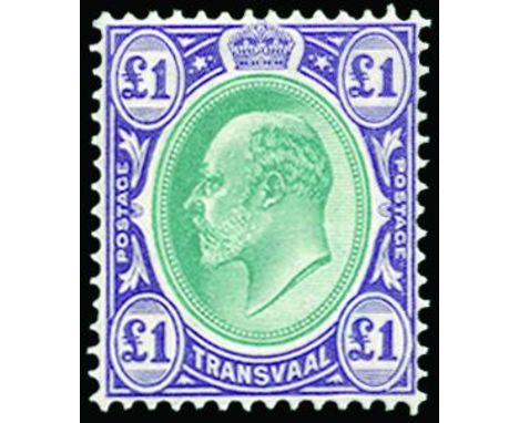 TRANSVAAL - 1903 £1 green and violet (SG 258), light bend but very fresh, large part o.g., cat £375