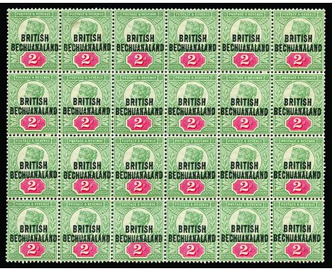 BECHUANALAND - 1891 2d grey-green and carmine of Great Britain overprinted type 11 (SG 34) block of twenty four, stamp 2 with
