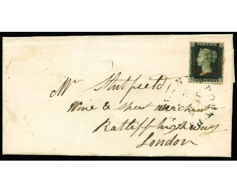 POSTAL HISTORY - QUEEN VICTORIA COVER - 1841 January 23, Outer letter sheet from Newport Pagnell to London, bearing 1840 1d b