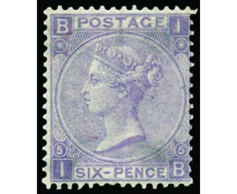QUEEN VICTORIA - SURFACE PRINTED - 1865-67 Watermark Emblems, 6d lilac plate 5 (SG 97), light creasing and a couple of short 